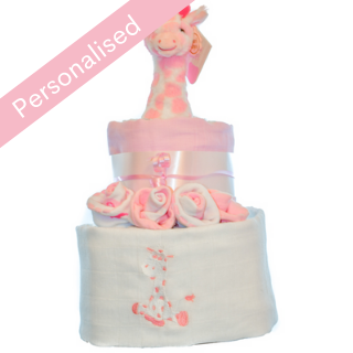 Deluxe Giraffe Rattle Nappy Cake - Pink image